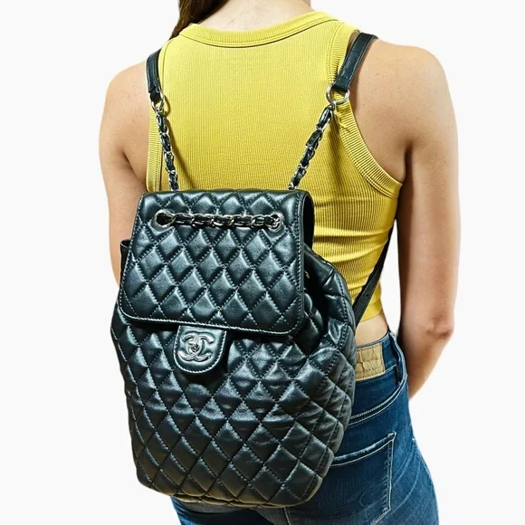 CHANEL | Bags | Chanel Urban Spirt Black Quilted Backpack  display picture 2